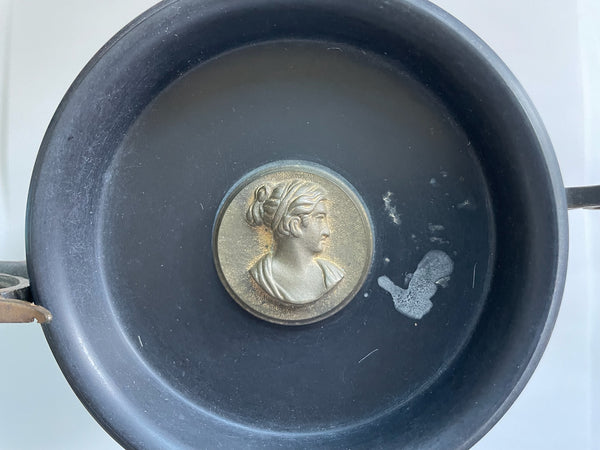 Antique Monumental Black Marble Mantle Clock Bronze Cameo Lions