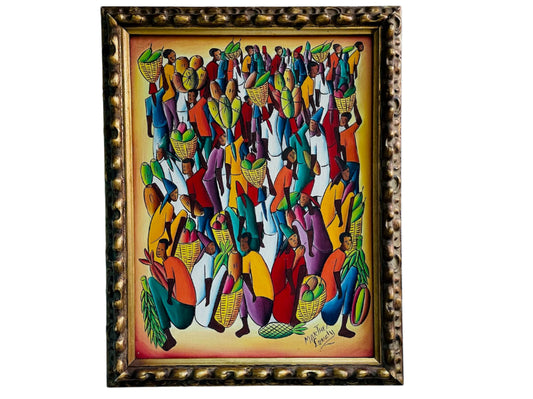 Marthel Lundy Signed Tribal Figurative  Painting On Canvas 