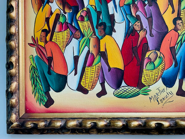 Marthel Lundy Signed Tahitian Painting On Canvas