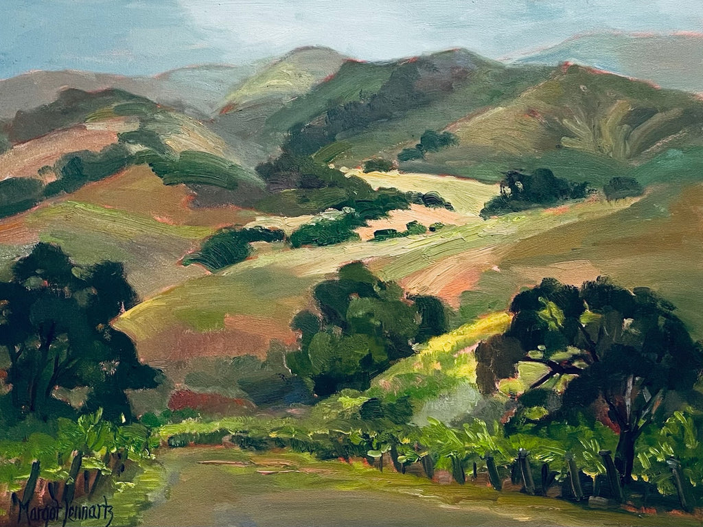 Margot Lennartz California Artist Original Oil Painting Road To Sanford Winery