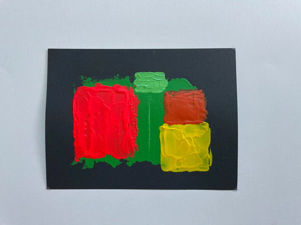 Abstract Oil On Paper Contemporary Signed Gouache Painting