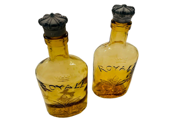 Royall Spyce Golden Glass Bottles Crowned Metal Stoppers Made In England