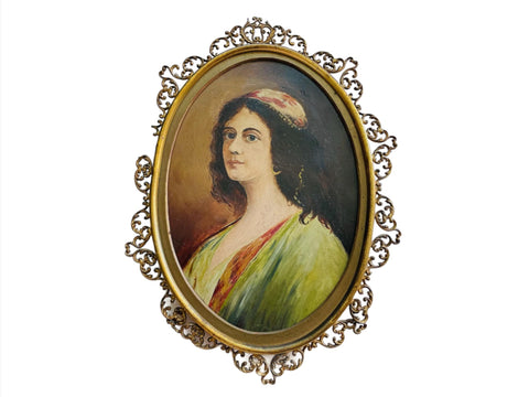 Alice Maude Barnes Florentine Girl Signed Portrait Entitled 