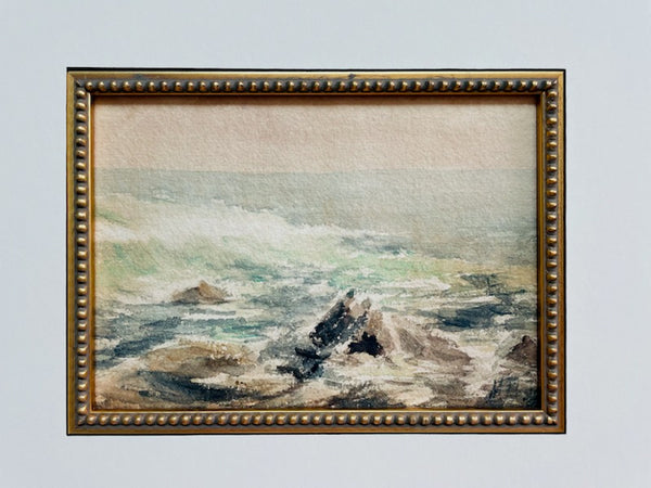 Oceanview Impressionist Signed Watercolor Gouache On Paper