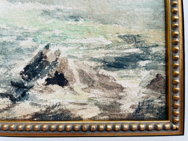 Oceanview Impressionist Signed Watercolor Gouache On Paper