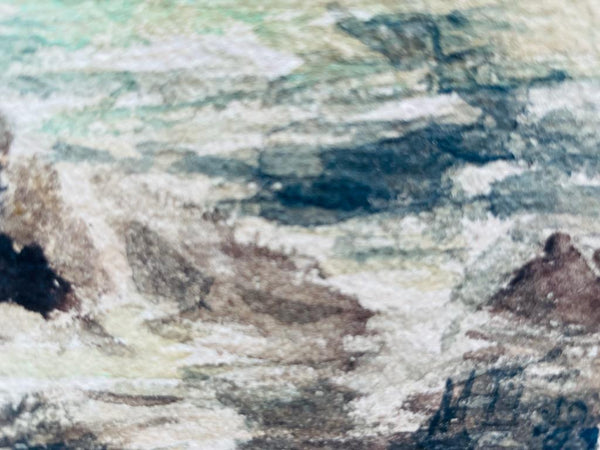 Oceanview Impressionist Signed Watercolor Gouache On Paper