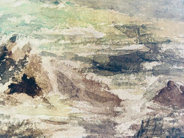 Oceanview Impressionist Signed Watercolor Gouache On Paper