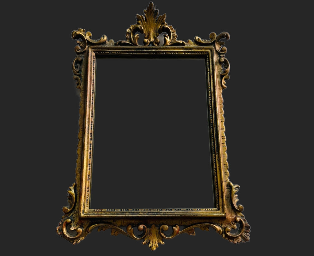 Art Deco Gilt Crest Mirror Marked Italy 