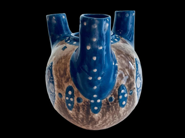 Amphora Wing Olf Enameled Three Head Ceramic Vase