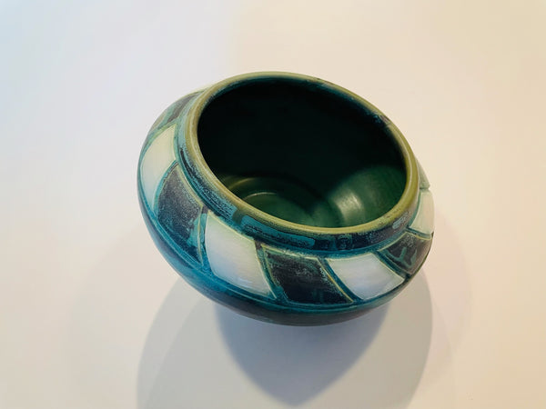 Mid Century Geometric Signed Ceramic Bowl