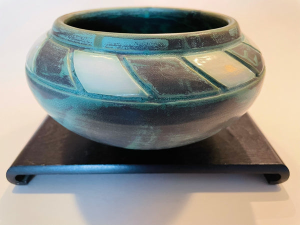 Mid Century Geometric Signed Ceramic Bowl