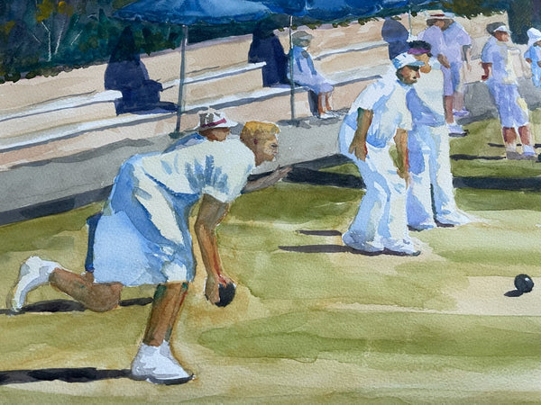 Bocce Game Watercolor Gouache Painting Artist Monogram Lowell Zeleznick