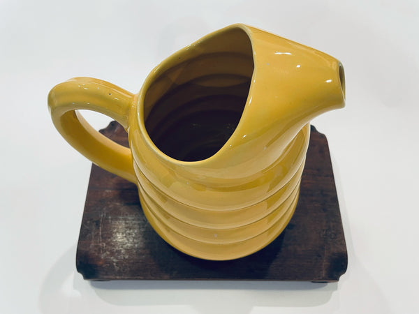 Beehive Ring Ware Glazed Mustard Ceramic Pitcher Marked Numbered