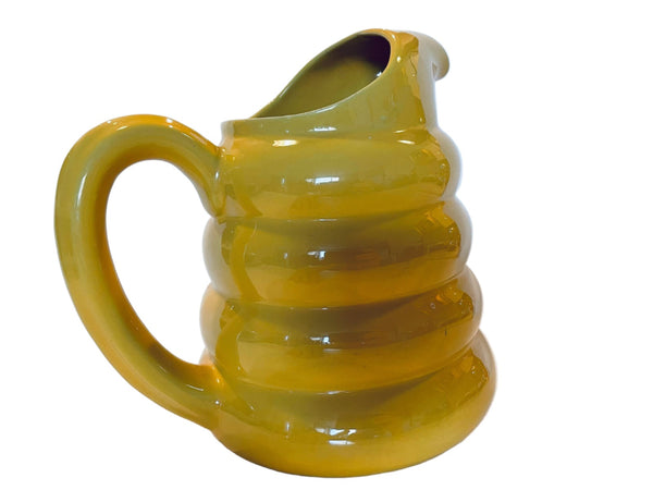 Beehive Ring Ware Glazed Mustard Ceramic Pitcher Marked Numbered