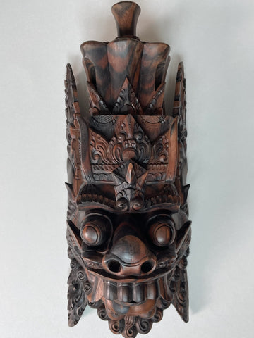 Folk Art Monumental Carved Ceremonial Mask Sculpture  