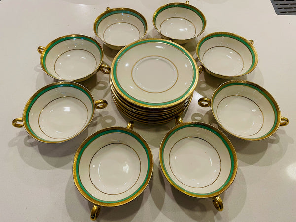 Theodore Haviland New York Gold Rim Porcelain Dinner Set of Eight