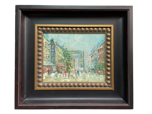 Impressionist Street Scene of Paris  Signed Oil On Canvas