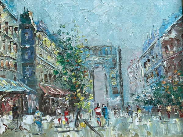 Impressionist Paris Cityscape Signed Oil On Canvas