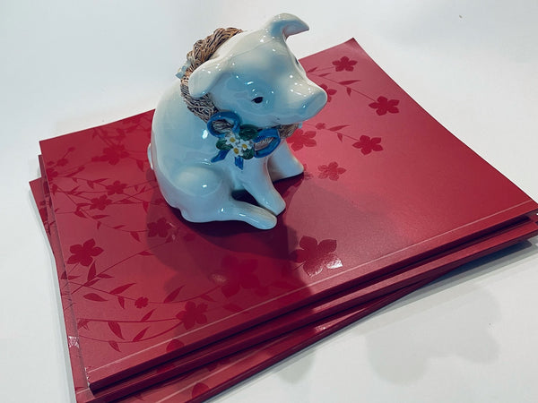 White Porcelain Pig Blue Bow Iris Neck Decoration Scripted Duck Duck Goose