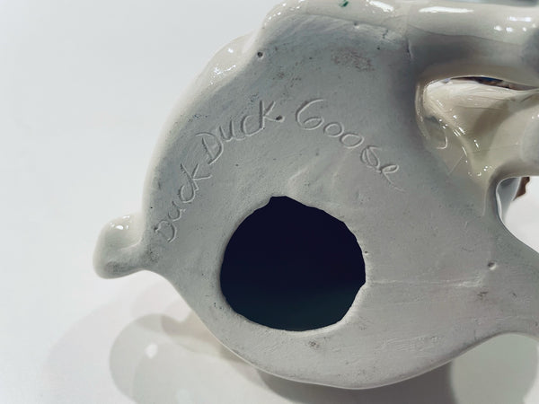 White Porcelain Pig Blue Bow Iris Neck Decoration Scripted Duck Duck Goose