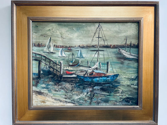 M Morton Impressionist Oil On Canvas Sailboats Marines Sea View