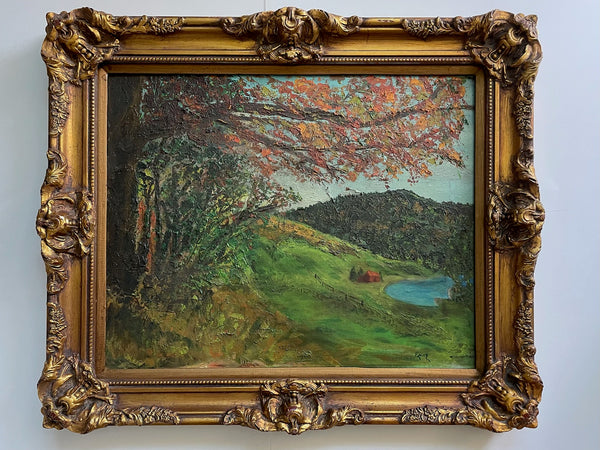 Landscape Oil On Canvas Board Signed Impressionist Painting