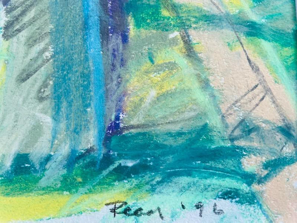 Along The Saone Burgundy France Landscape Dry Pastel Signed Gouache