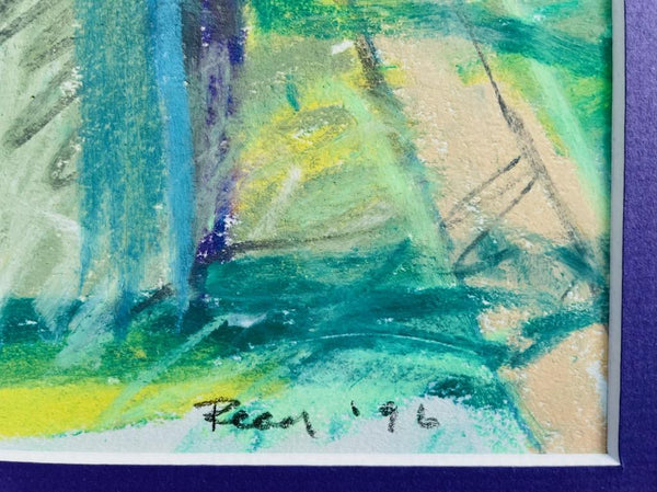 Along The Saone Burgundy France Landscape Dry Pastel Signed Gouache