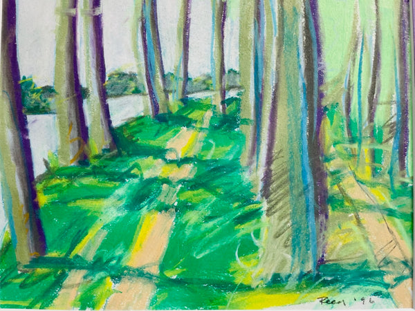 Along The Saone Burgundy France Landscape Dry Pastel Signed Gouache
