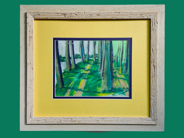 Along The Saone Burgundy France Landscape Dry Pastel Signed Gouache