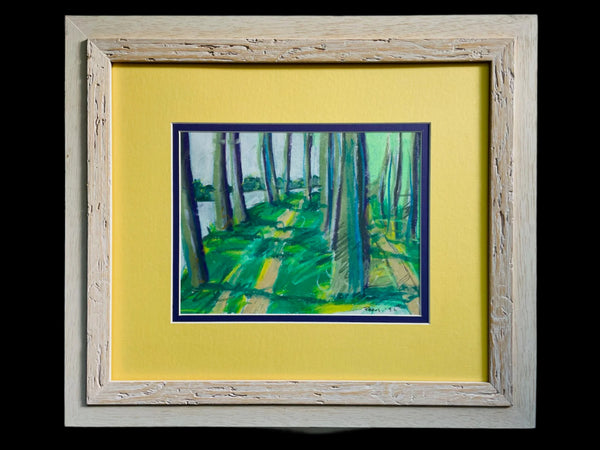 Along The Saone Burgundy France Landscape Dry Pastel Signed Gouache