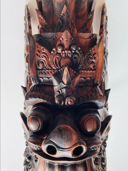 Folk Art Monumental Carved Ceremonial Mask Sculpture