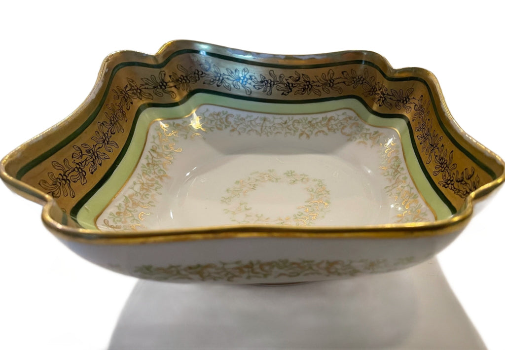 Limoges Coronet France Porcelain Bowl Gold Flowers 