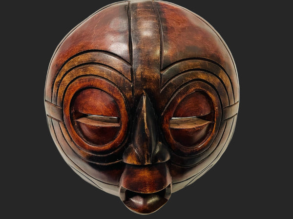 Hand Carved Mask By Ghana Artist Ceremonial Sculpture