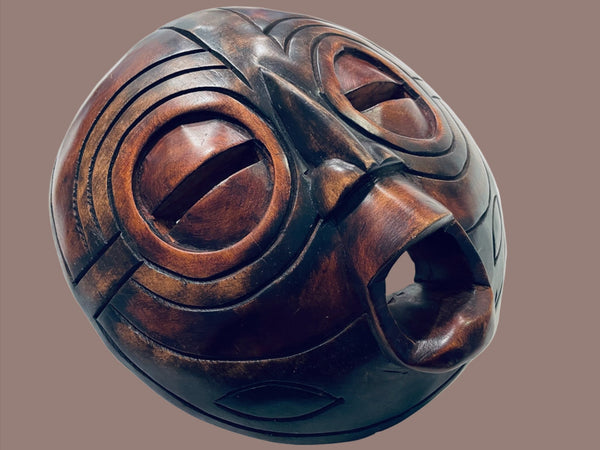 Hand Carved Mask By Ghana Artist Ceremonial Sculpture