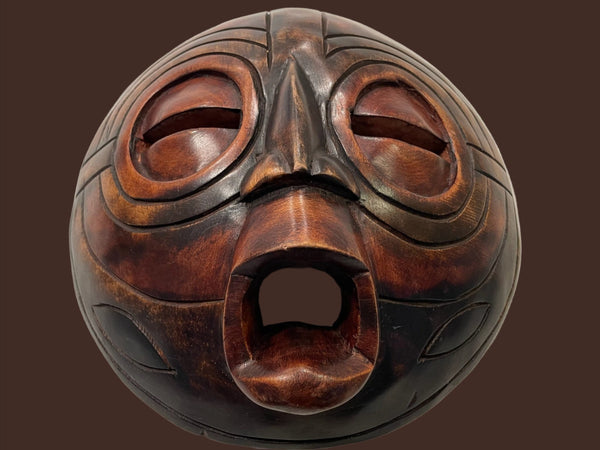 Hand Carved Mask By Ghana Artist Ceremonial Sculpture