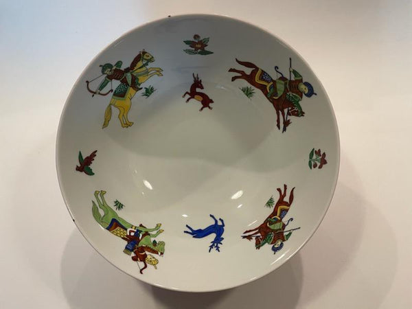 Mann Japan Tangerine China Bowl Persian Hunting Equestrian Figures