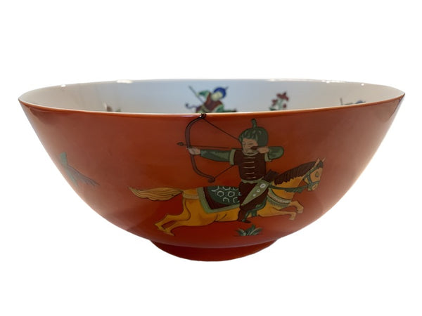 Mann Japan Tangerine China Bowl Persian Hunting Equestrian Figures