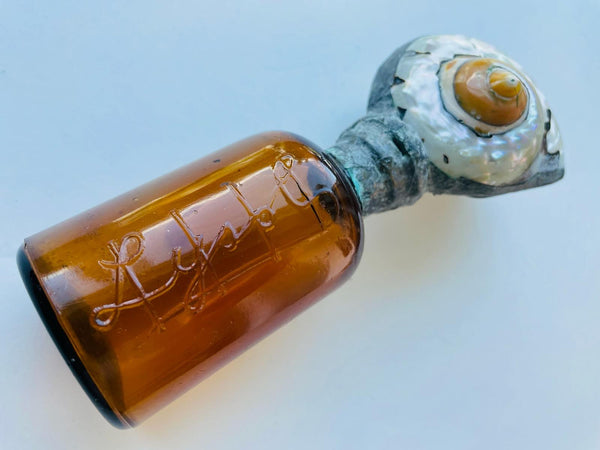 Nautical Seashells Hand Soldered Caps Glass Bottles Marked USA
