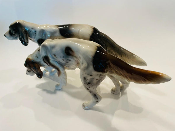 Austrian Ceramic Dogs Brown White Glaze Statue Makers Marks