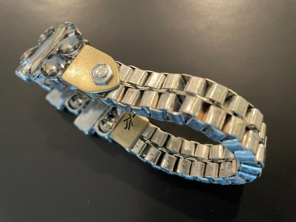KC Stainless Rhinestone Cabochons Monogrammed Flex Bracelet