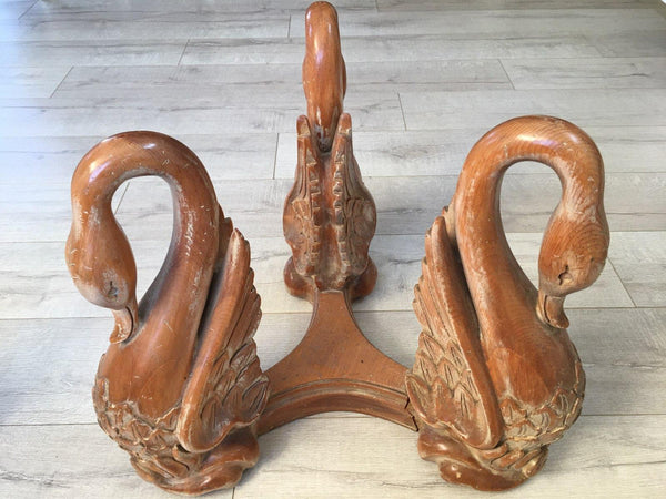 Mid Century Contemporary Pine Swans Stands