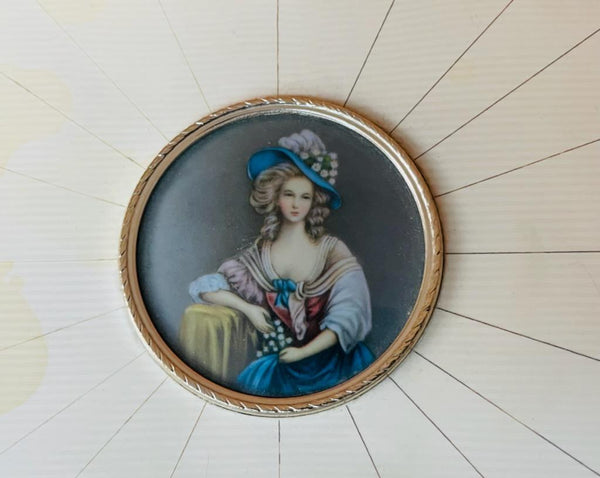 Victorian Style Portrait Musical Footed Jewelry Box
