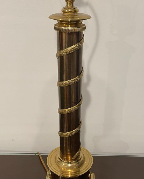 Coppertone Gilt Bronze Table Lamp Etruscan Medallions