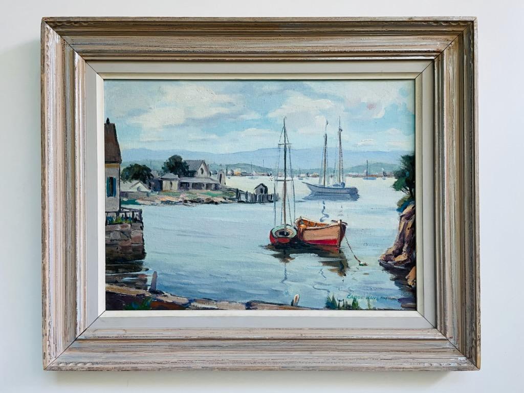 Carol Haydan Seascape Harbor View Boats Signed Impressionist Painting