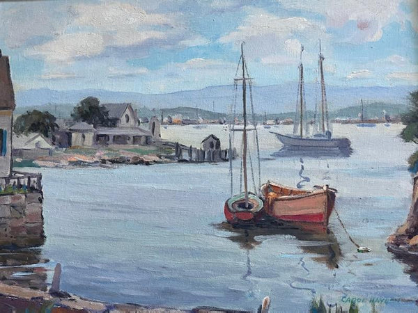 Carol Haydan Seascape Harbor View Boats Signed Impressionist Painting