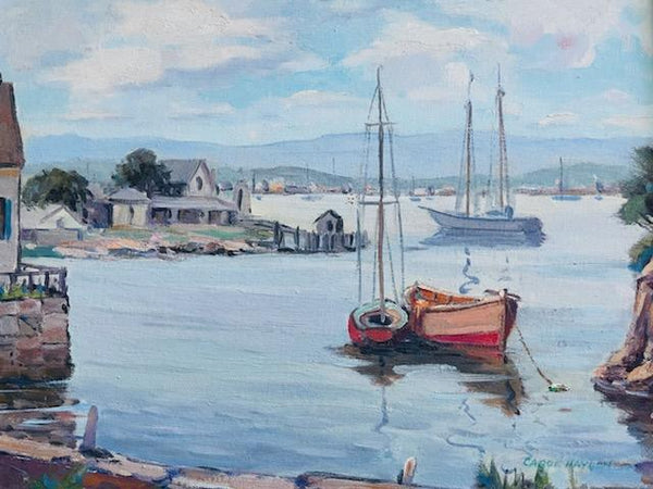 Carol Haydan Seascape Harbor View Boats Signed Impressionist Painting