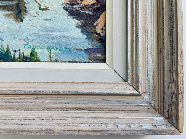 Carol Haydan Seascape Harbor View Boats Signed Impressionist Painting