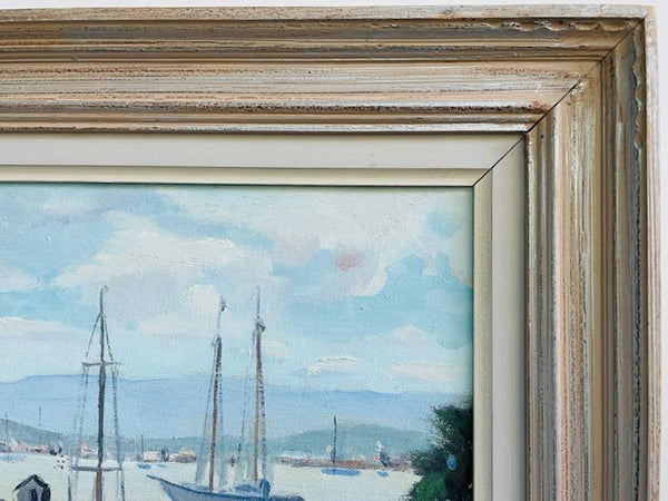 Carol Haydan Seascape Harbor View Boats Signed Impressionist Painting