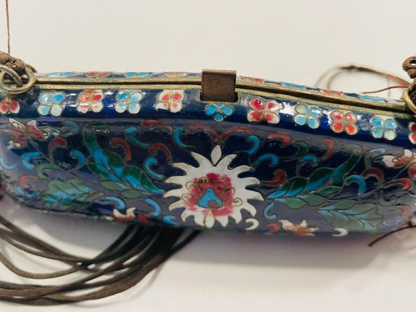 Asian Miniature Enameled Cloisonne Pendant Lotus Flower